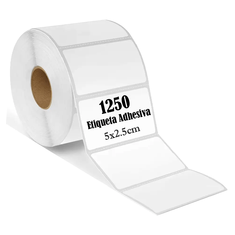 Rollo 1250 etiqueta térmica adhesiva, 50x25mm, resistentes al agua