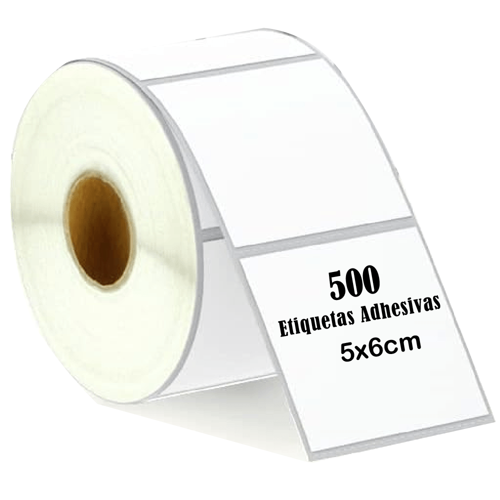 Rollo 500 etiquetas térmica adhesiva 5x6cm, impermeables