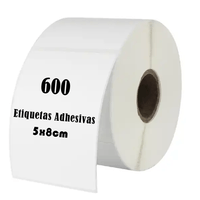 Rollo 600 etiquetas térmica adhesiva 5x8cm, impermeables