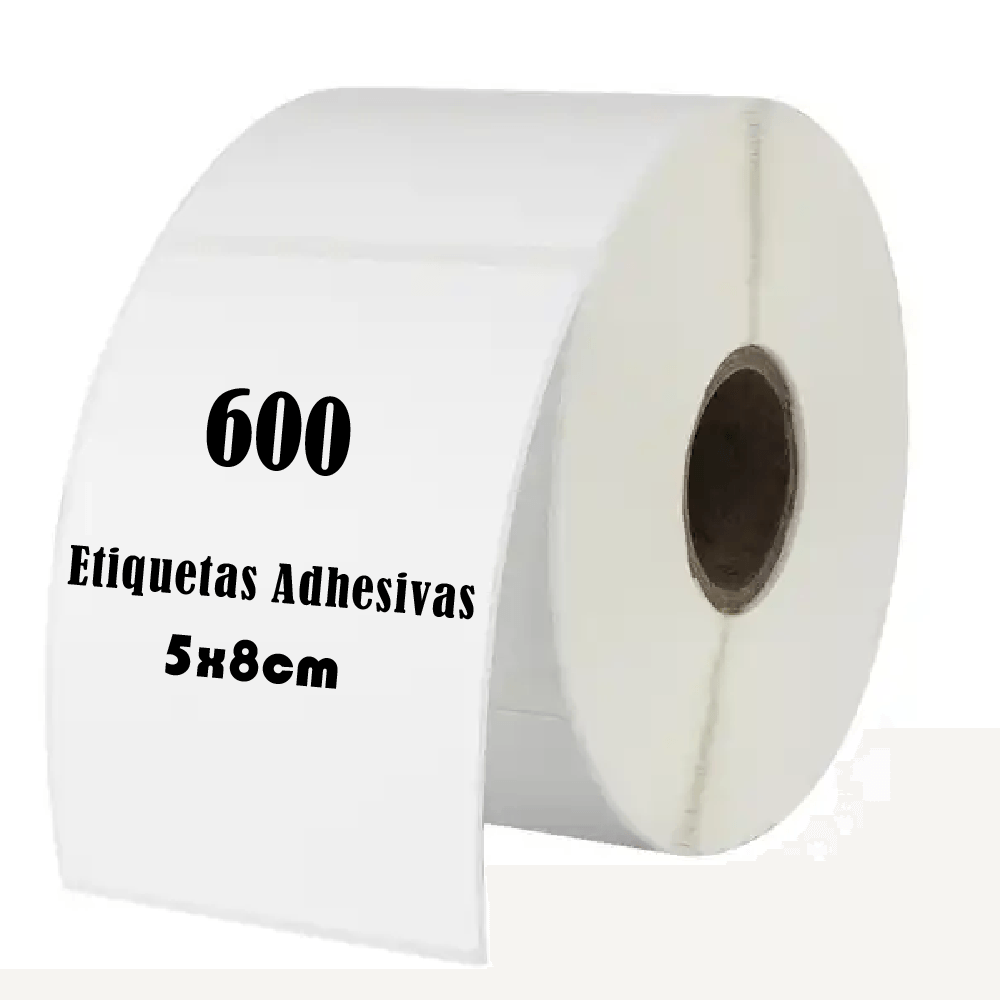 Imagen 1 del producto Rollo 600 etiquetas térmica adhesiva 5x8cm, impermeables