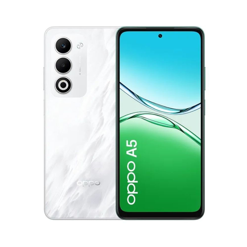 Celular OPPO A5 4G 256GB, 4GB RAM, cámara trasera 50MP y frontal 5MP, 6.67", blanco