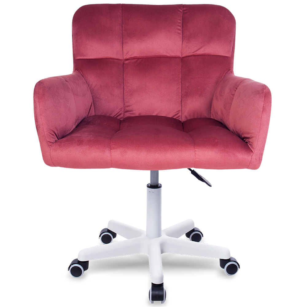 Silla giratoria de escritorio Buckingham Curve, soporte aluminio, hasta 70kg, terciopelo rosado