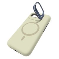 Case para iPhone 16E, MagSafe, silicona, soporte para cámara, color beige