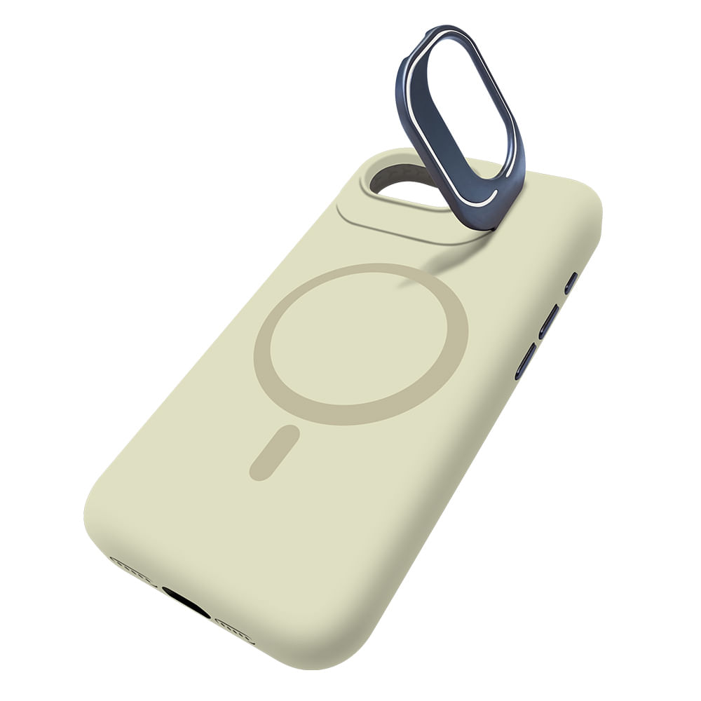 Case para iPhone 16E, MagSafe, silicona, soporte para cámara, color beige