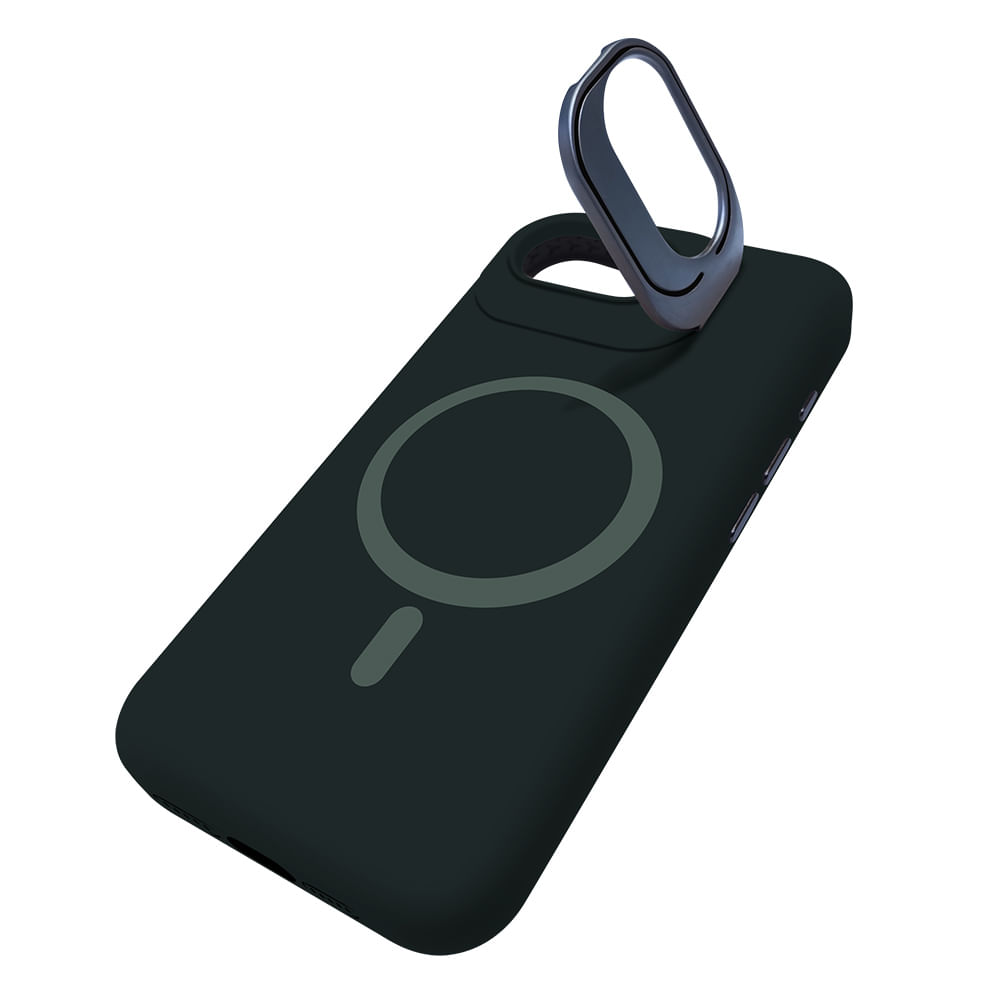 Case para iPhone 16E, MagSafe, silicona, soporte para cámara, color negro