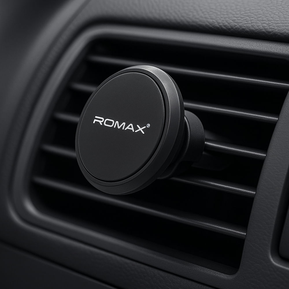 Imagen 2 del producto Soporte de celular para auto imantado Romax, rejilla aire, negro