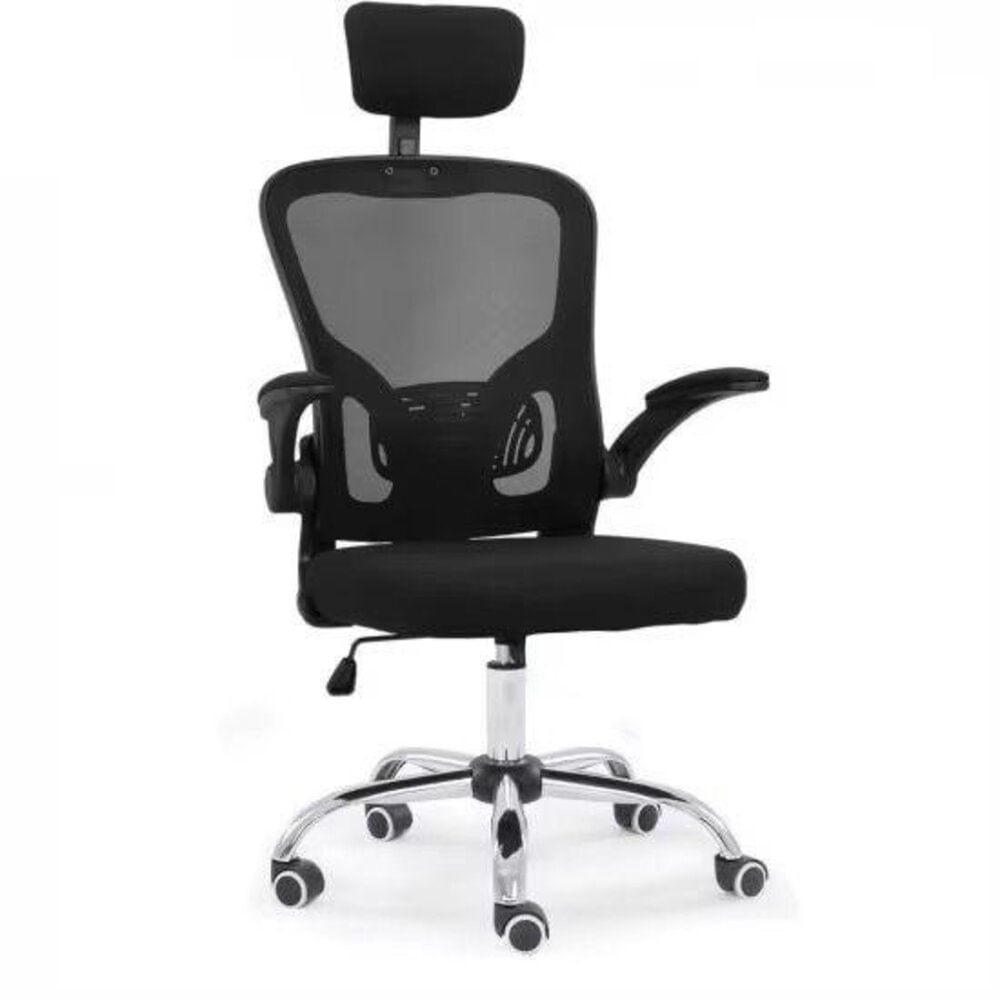 Silla de oficina gerencial Vertex Pro ergonómica, soporte lumbar, 120kg, base metálica cromada, negro