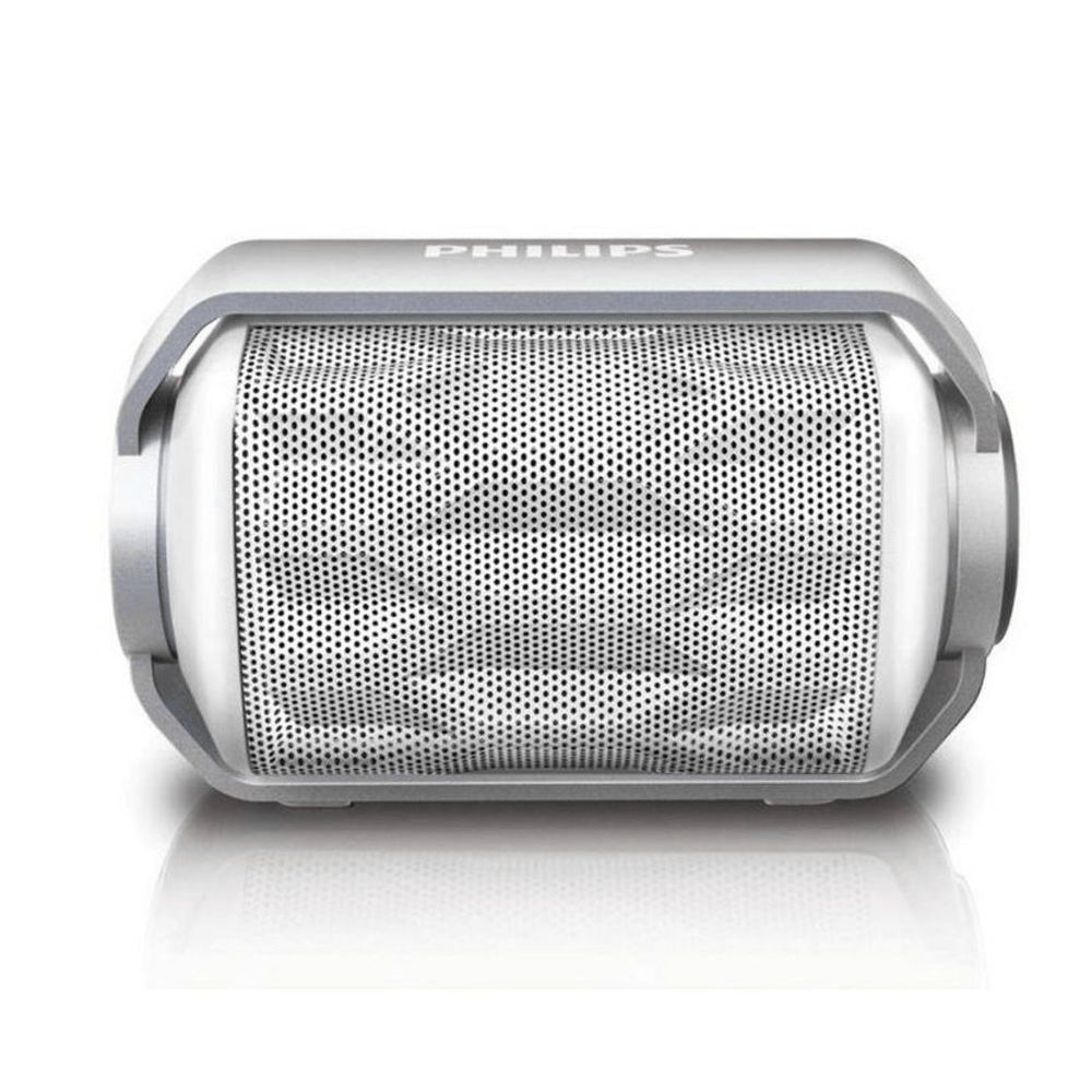 Parlante bluetooth Philips 2.8 W RMS, hasta 5 horas, batería recargable, plateado - IPX6 BT2200-WH