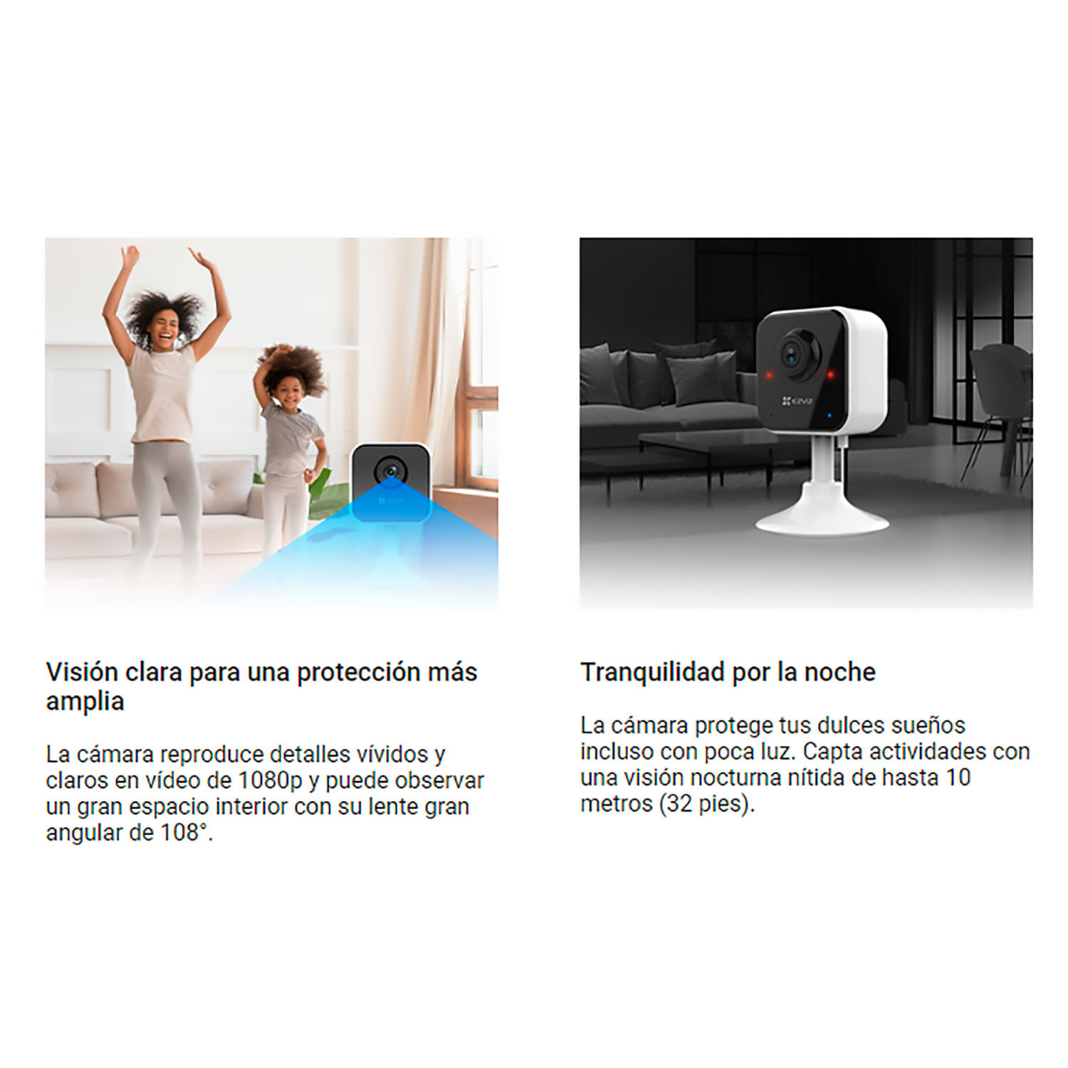 Imagen 2 del producto Cámara seguridad inalámbrica Ezviz H1C Full HD 1080p, Wi-Fi, audio bidireccional, visión nocturna