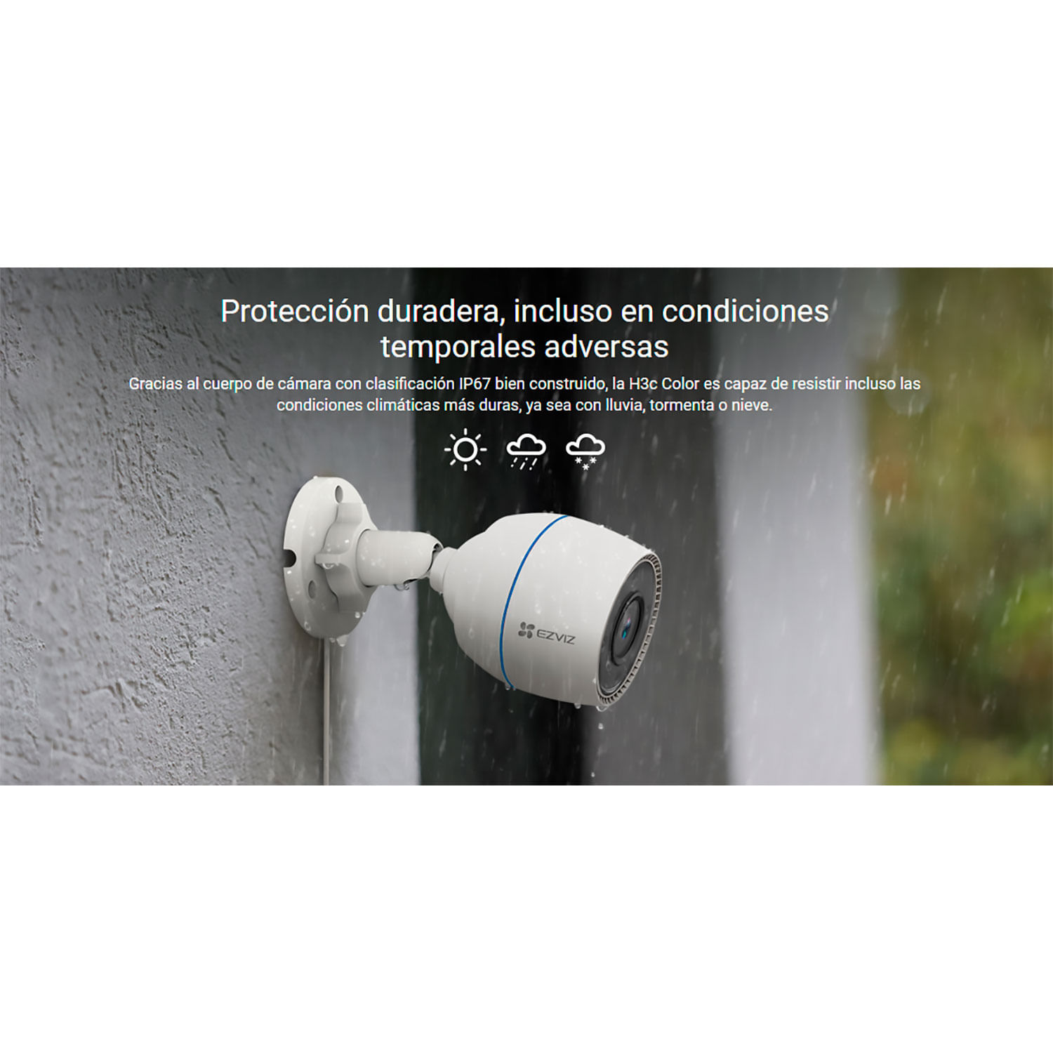 Imagen 2 del producto Cámara seguridad exterior Ezviz H3C Color 1080p, visión nocturna, IP67, WiFi + RJ45