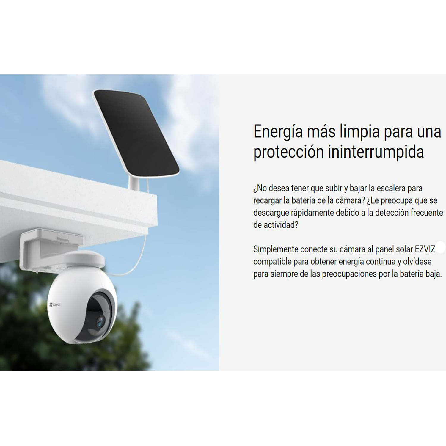Imagen 2 del producto Cámara seguridad exterior Ezviz CB8 2K 3MP con panel solar, batería 210 días, Wi-Fi