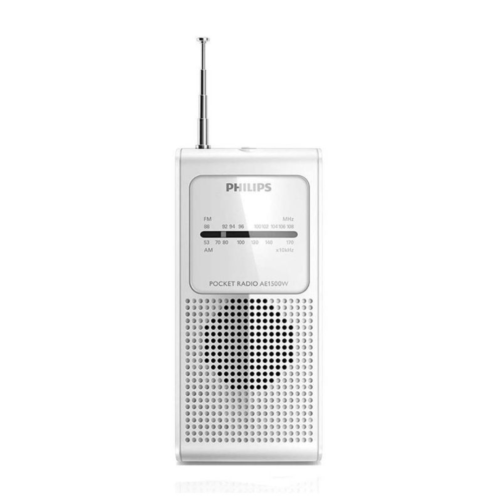 Radio portátil analógica Philips FM, parlante control de volumen, blanco - AE1500