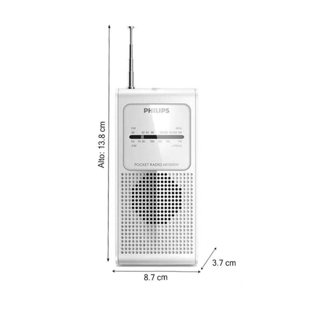 Imagen 2 del producto Radio portátil analógica Philips FM, parlante control de volumen, blanco - AE1500