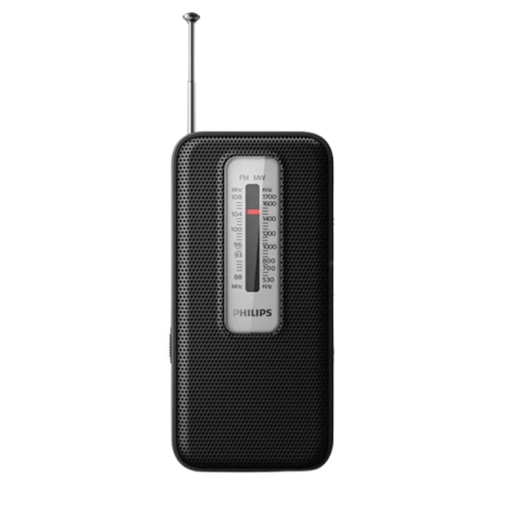 Radio portátil analógica Philips FM, antena telescópica, negro - TAR150600