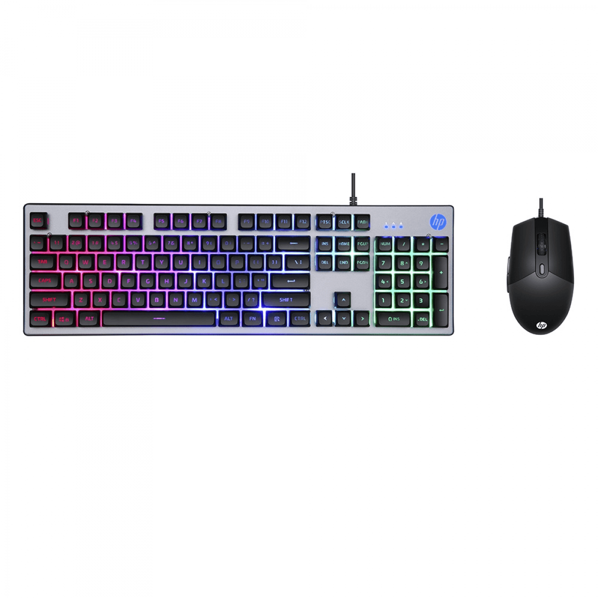 Imagen 1 del producto Combo gamer teclado y mouse HP K300F, membrana alámbrica, retroiluminado, negro