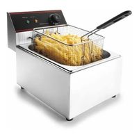 Freidora eléctrica Cadi 8L, acero inoxidable con canastilla, tapa, control de temperatura, 2500W, gris
