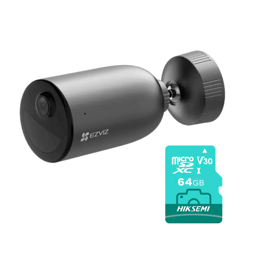 Cámara de seguridad EZVIZ EB3 2K exterior, batería recargable + MicroSD 64GB, negro