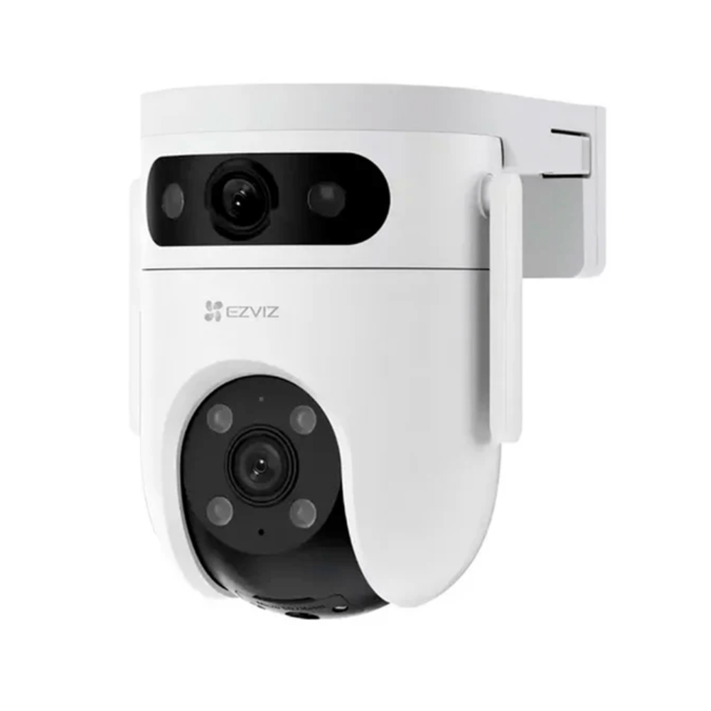 Cámara Ezviz H9C 3K exterior, doble lente 360°, visión nocturna, IA, sirena y audio compatible Alexa, blanco