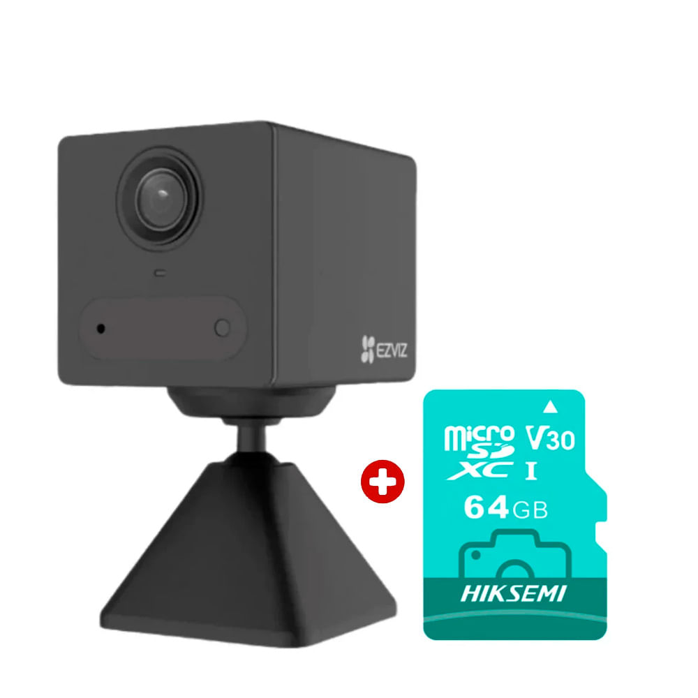 Cámara Ezviz  CB2 fija a batería + MicroSD 64GB, Full HD, visión nocturna, detección humana, Alexa, negro