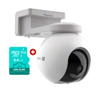 Cámara Ezviz CB8 2K exterior 360° + MicroSD 64GB, batería 210 días, visión nocturna, blanco