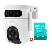 Cámara Ezviz H9C 3K exterior, 360° doble lente + MicroSD 64GB, IA, sirena, visión nocturna, Alexa, blanco