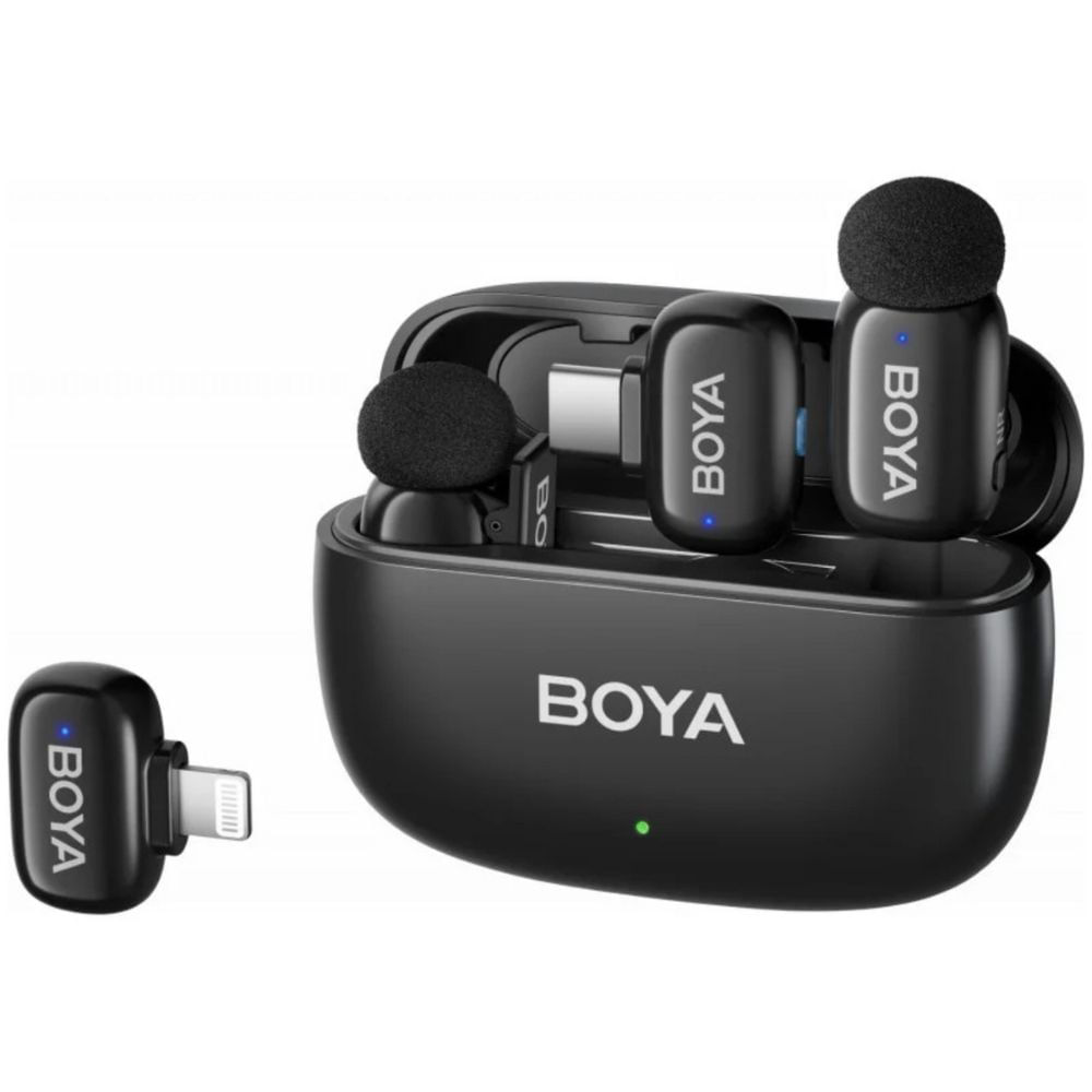 Imagen 1 del producto Micrófono inalámbrico Boya Mini, doble, USB-C y Lightning, 6 horas, TWS