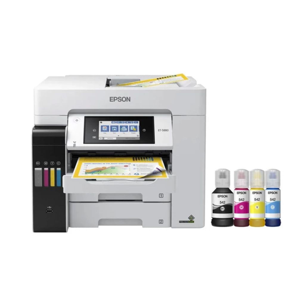 Impresora multifunción EPSON EcoTank ET-5880, ADF, Fax, Wi-Fi, LAN, pantalla táctil, blanco