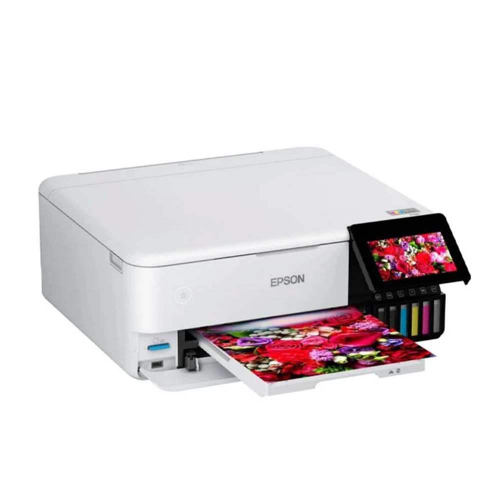 Imagen 2 del producto Impresora fotográfica Epson EcoTank Photo ET-8500, Duplex, Impresión en CD/DVD, touch 4.3'', ranura SD, Wi-Fi, ethernet, blanco