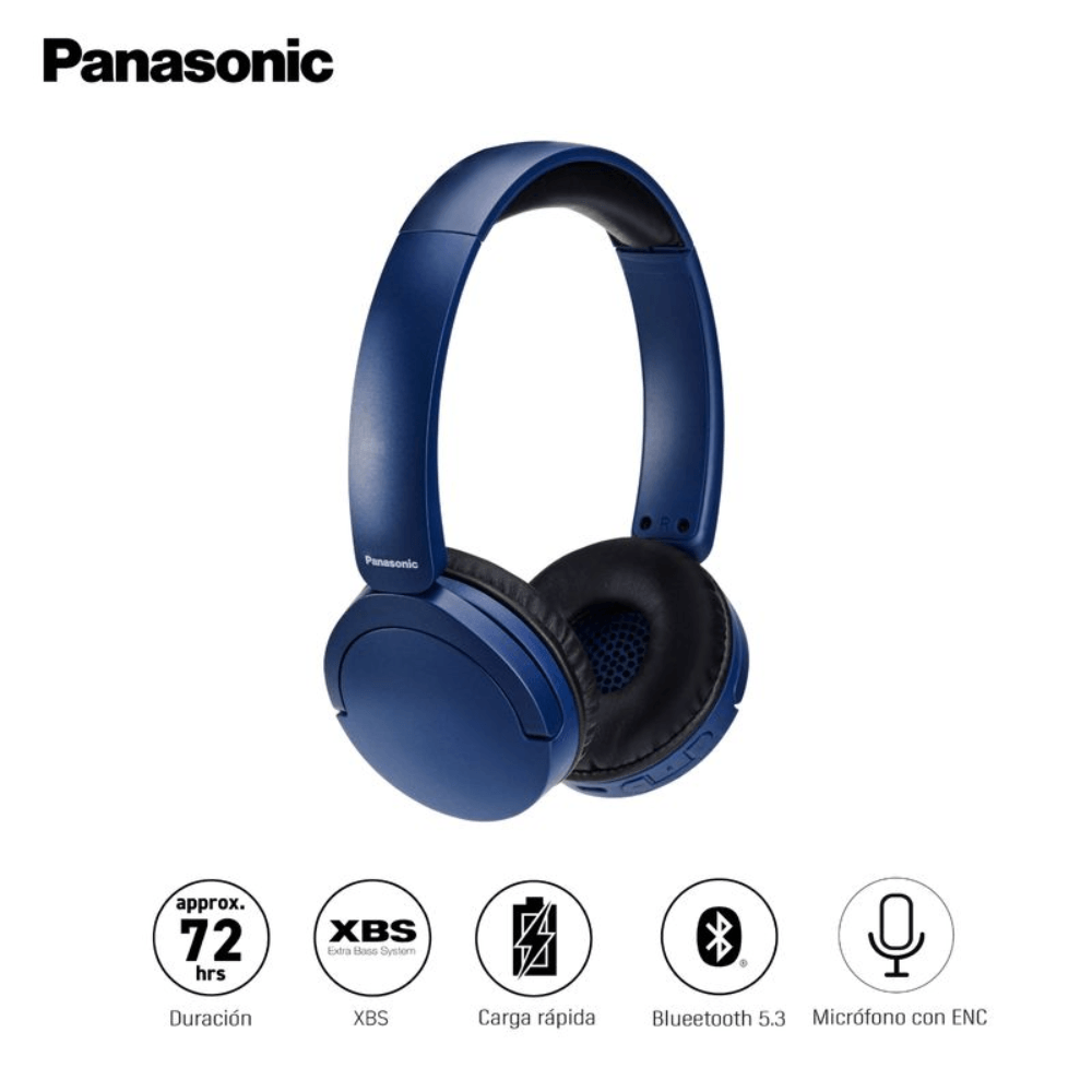 Imagen 2 del producto Audífonos On ear inalámbricos Panasonic HF630, 72 horas de batería, azul
