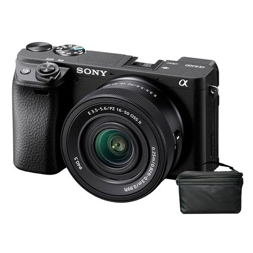 Cámara Sony A6400 + lente 16-50mm II, 24.2MP, 4K, estuche incluido, ideal para foto y video