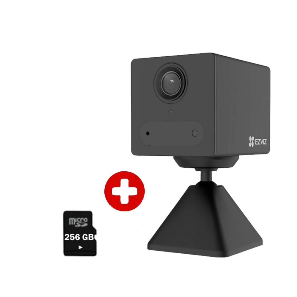 Combo cámara Ezviz CB2 1080P mini inteligente con batería recargable, visión nocturna, SD 256GB, Wi-Fi