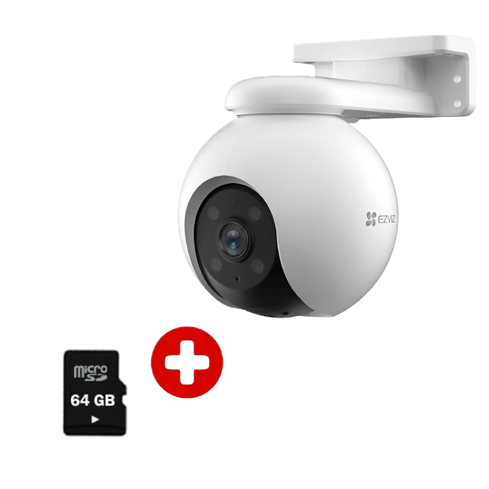 Combo cámara seguridad Ezviz H8 PRO 3K visión 360° con detección IA, audio bidireccional y microSD 64GB