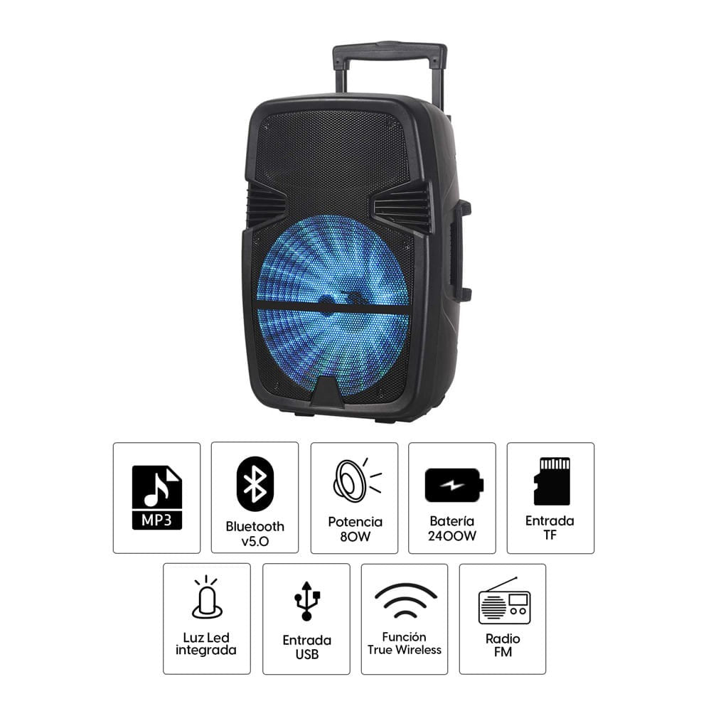 Imagen 2 del producto Reacondicionado: Parlante torre bluetooth Decibel, altavoces de 15"", 80W, USB, TWS, BT, FM, TF, control remoto y trípode