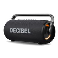 Reacondicionado: Parlante Bluetooth Decibel Soundbox Max 110W RMS, hasta 12 horas de duración, resistente al agua IPX6, función Powerbank, negro