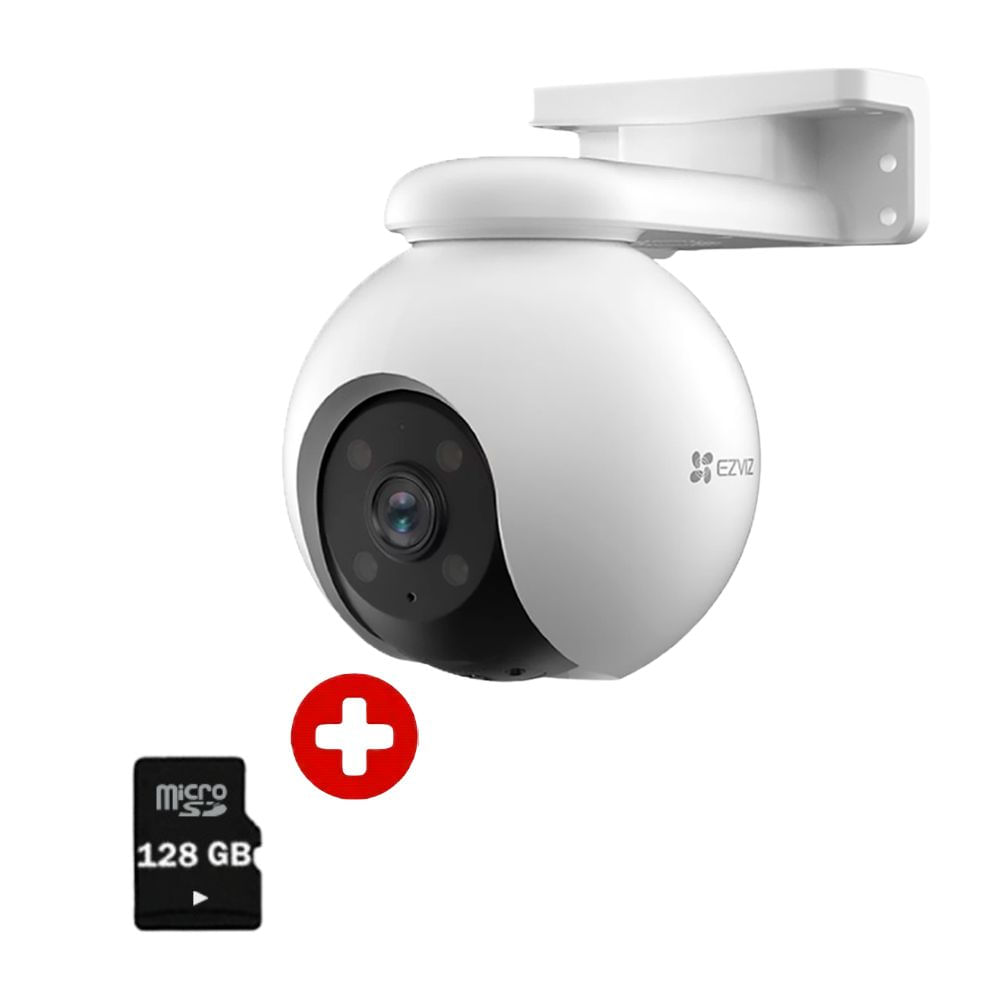 Combo cámara de seguridad Ezviz H8 PRO 3K con microSD 128GB, visión nocturna 30 m
