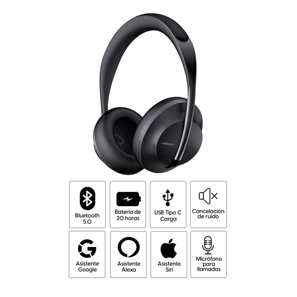 Imagen 2 del producto Audífonos con cancelación de ruido Bose 700 micrófono incorporado, 11 ajustes, máx. 20 horas, control de música y llamadas, negro (reempacado)