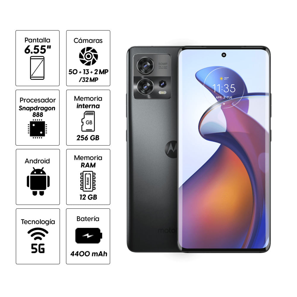 Imagen 2 del producto Reacondicionado: Celular Motorola Edge 30 Fusion 5G, 256GB, 12GB RAM, cámara trasera 50MP y frontal 32MP, 6.55"", negro