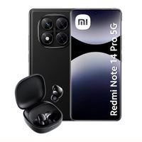 Reacondicionado: Celular Xiaomi Redmi Note 14 Pro 5G 256GB, 8GB RAM, cámara trasera 200MP y frontal 16MP, 6.67'', negro + Audífonos Buds 6 Play