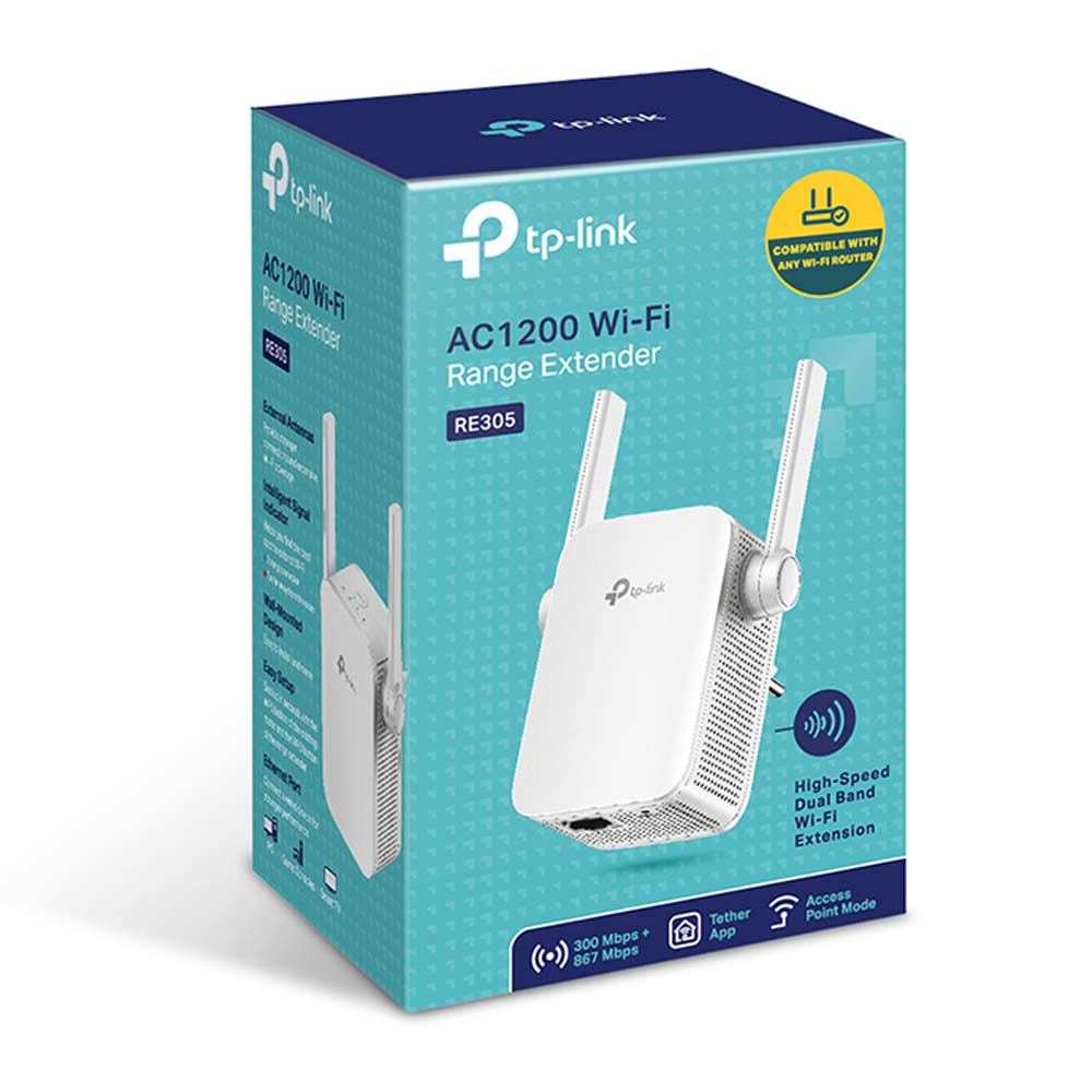 Imagen 2 del producto Reacondicionado: Repetidor Wi-Fi TP-Link AC1200 RE305, 2 antenas externas, 1200 mbps, modo access point, 1 puerto WAN/LAN