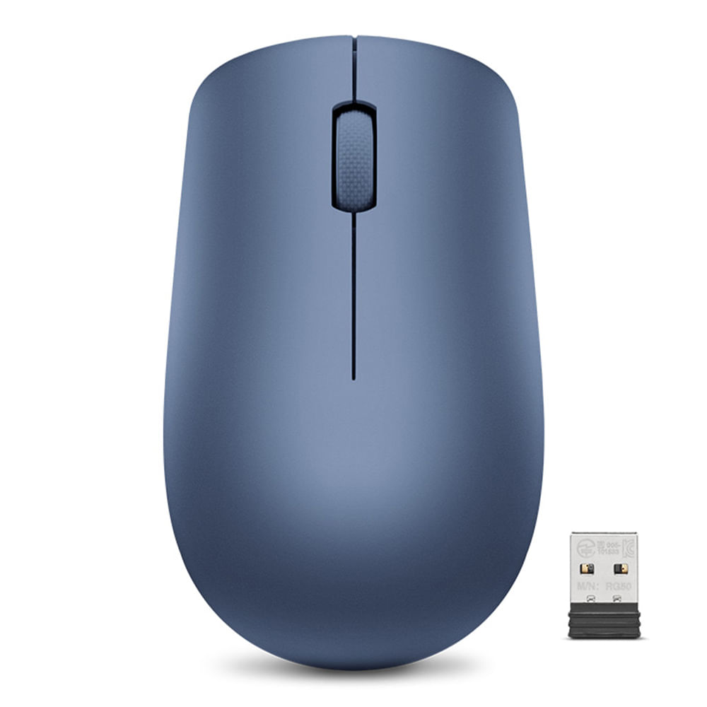Mouse inalámbrico Lenovo 530 óptico, 1200 DPI, 3 botones, compacto y liviano, receptor USB 2.0, ideal para oficina, azul