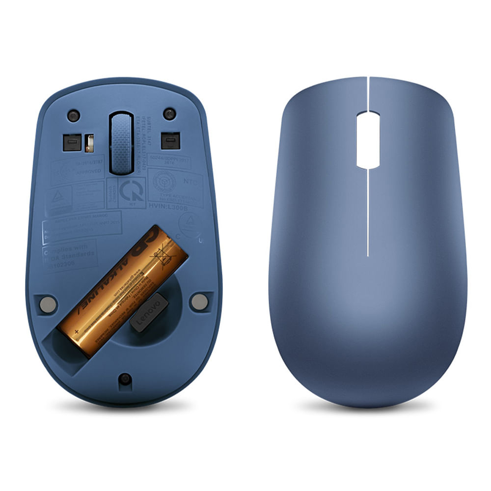 Imagen 2 del producto Mouse inalámbrico Lenovo 530 óptico, 1200 DPI, 3 botones, compacto y liviano, receptor USB 2.0, ideal para oficina, azul