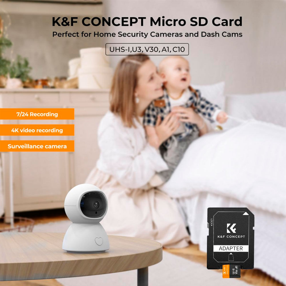 Imagen 2 del producto Combo memoria microSD K&F Concept 64GB V30, 95MB/s lectura, con adaptador SD incluido