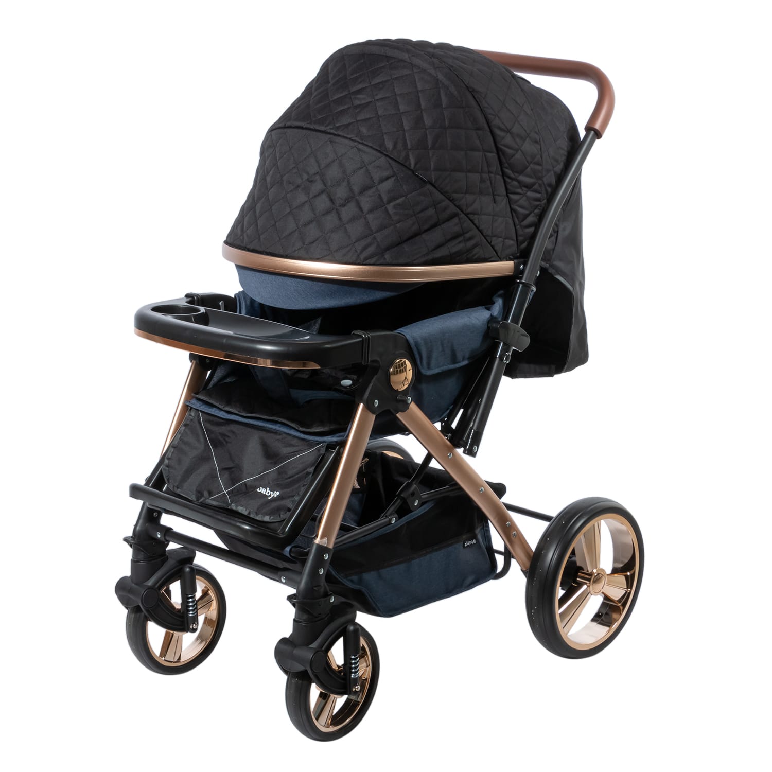 Coche cuna Ebaby para bebé mango reversible de lujo, Hardy azul