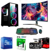 PC Gamer Intel Core i7 10th + RAM 32GB + SSD 2TB + RX 580 8GB + monitor 27"", FreeDos + RGB