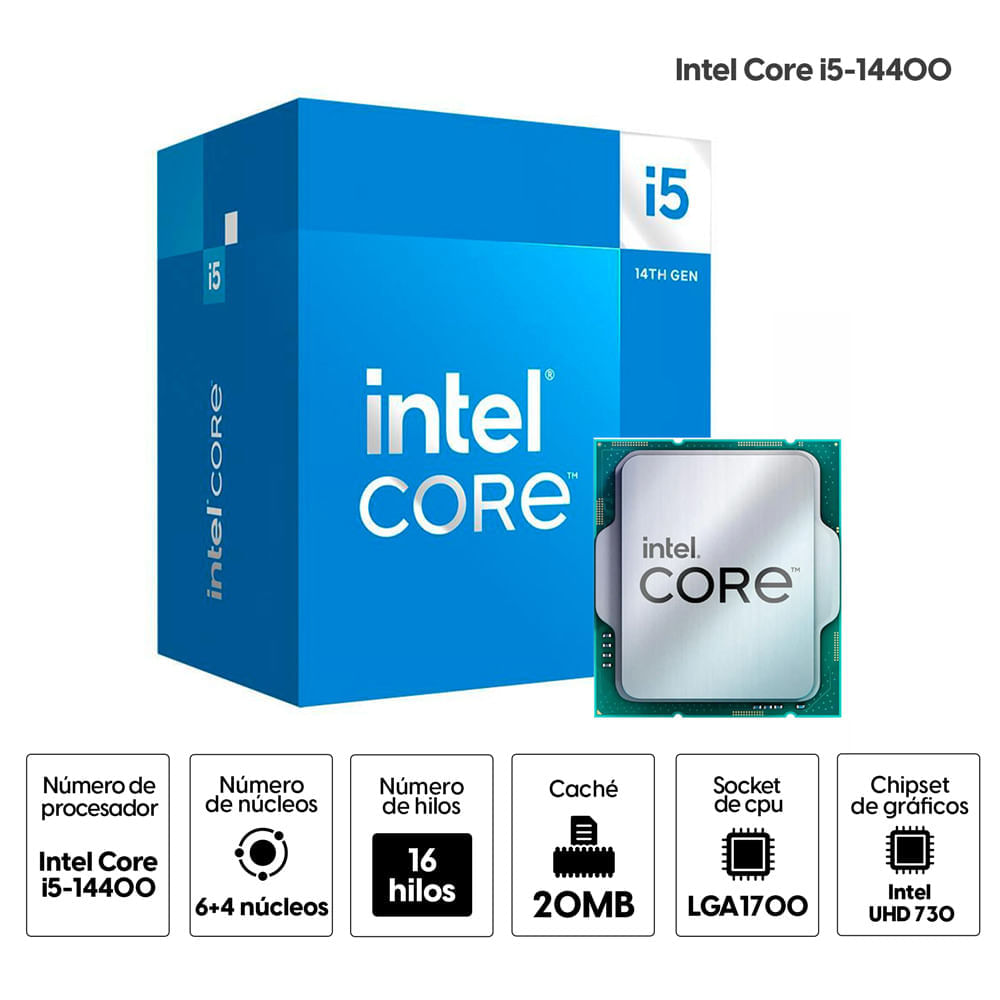 Imagen 2 del producto Procesador Intel Core i5-14400 6+4-Cores, 4.7 GHz, LGA1700 (reempacado)