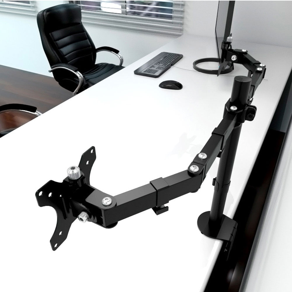 Imagen 2 del producto Rack soporte Klip Xtreme para 2 monitores 13"" - 32"",  flexible, carga máx. 8 kg, negro (reempacado)