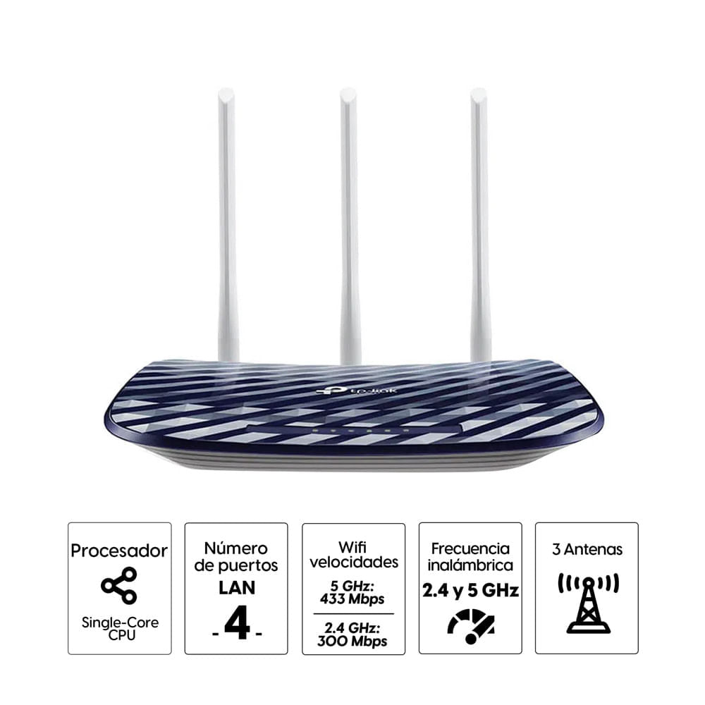 Imagen 2 del producto Router TP-Link Ac750, doble banda, 750Mbps, 3 antenas, 4 puertos LAN (reempacado)