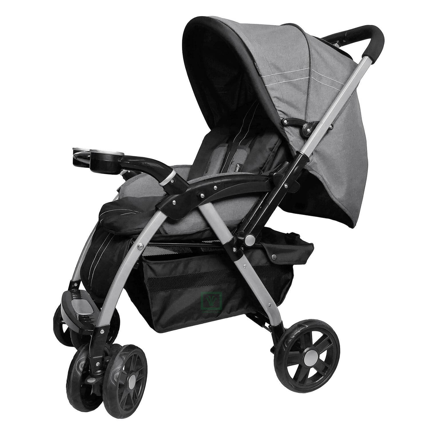 Coche cuna Ebaby Rossi, cinturón 5 puntos, travel system, plegado fácil, gris