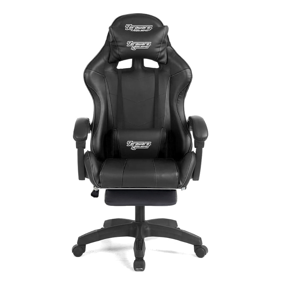 Imagen 2 del producto Silla gamer Coolbox T4G con reposapiés y almohadillas, carga máxima 100kg, estructura de aleación de aluminio, negra (reempacado)