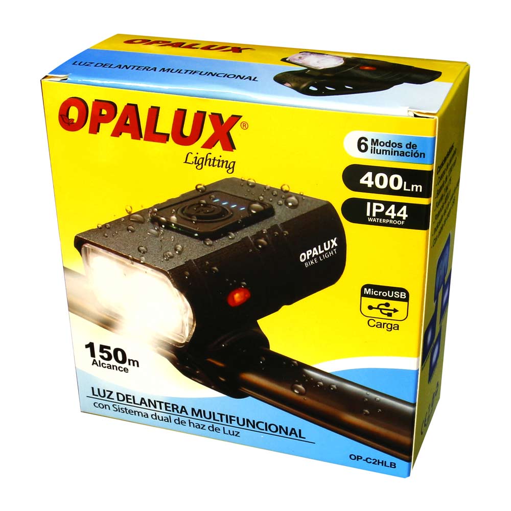 Imagen 2 del producto Reacondicionado: Luz delantera multifuncional Opalux hasta 400 lúmenes, luz blanca, 6 modos de encendido, recargable USB
